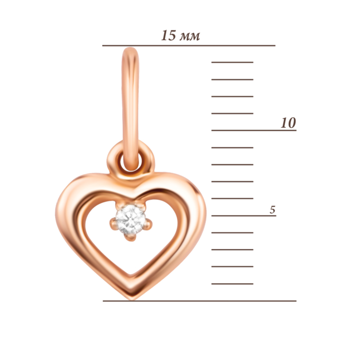 Золота підвіска Серце з фіанітом. Артикул UG531/0007/00/01/01