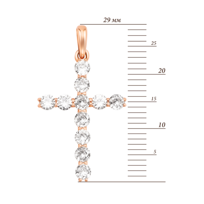 Золота підвіска Хрестик з фіанітами. Артикул UG531/0039/00/02/01