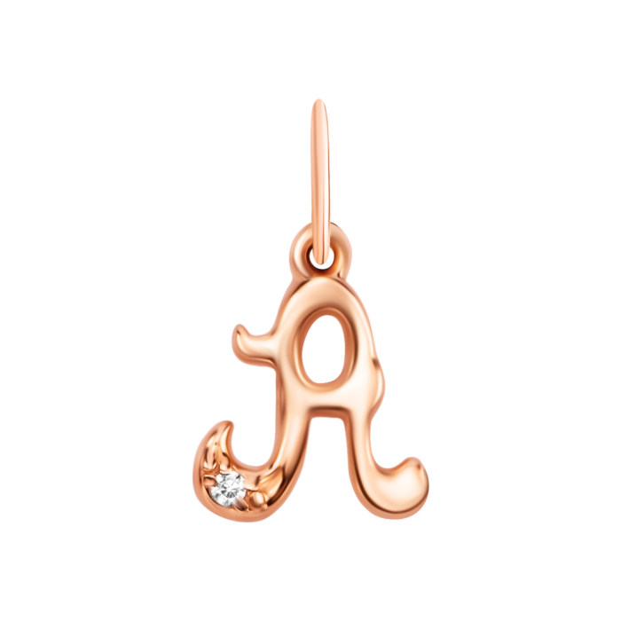 Золота підвіска Літера А з фіанітом. Артикул UG531/0162/00/01/01