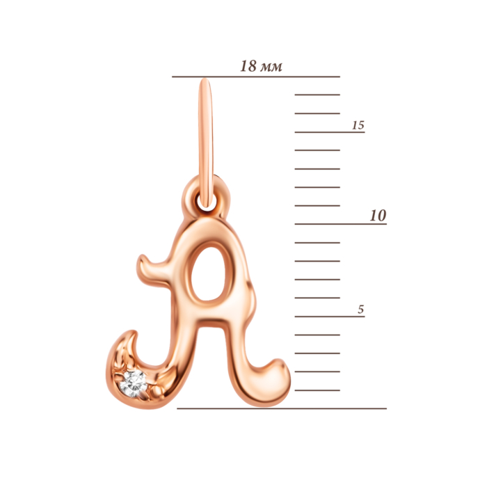 Золота підвіска Літера А з фіанітом. Артикул UG531/0162/00/01/01