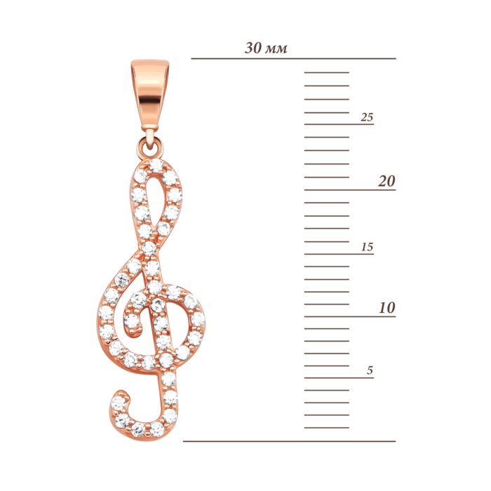 Золота підвіска Скрипковий ключ з фіанітами. Артикул UG53101025801