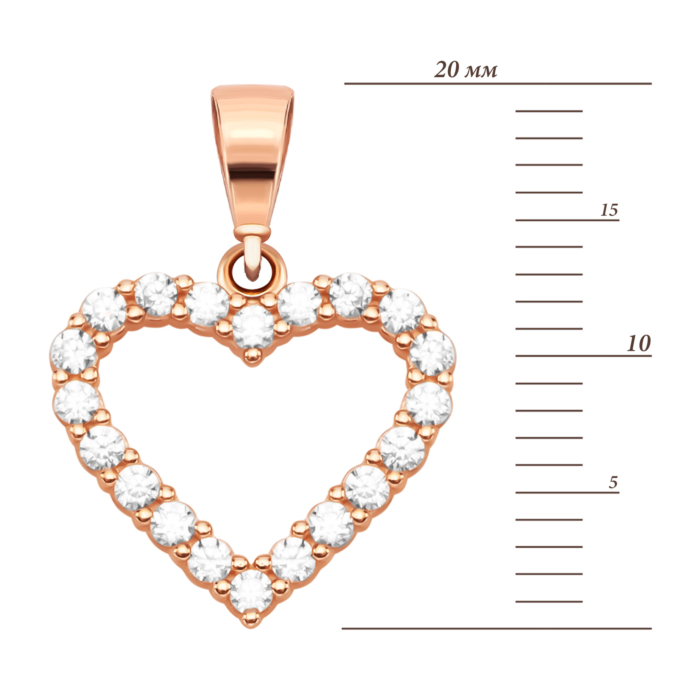 Золотая подвеска Сердце з фианитами. Артикул UG53101026401