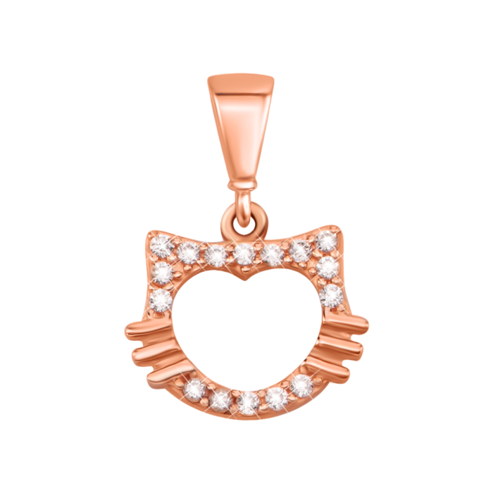 Золота підвіска Кішечка з фіанітами. Артикул UG53101027401