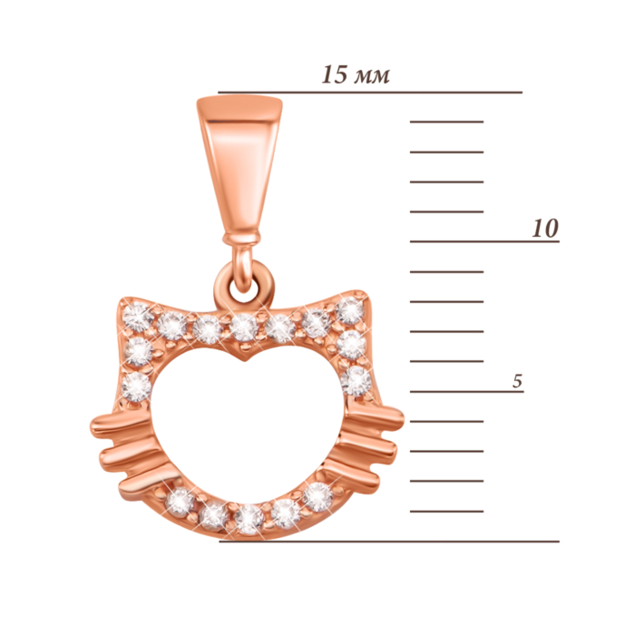 Золота підвіска Кішечка з фіанітами. Артикул UG53101027401