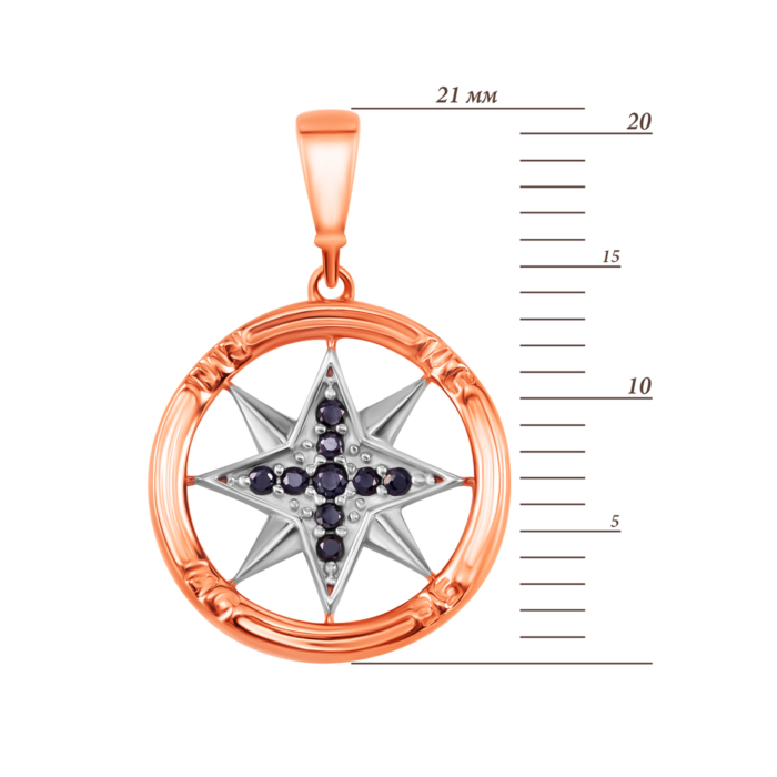 Золота підвіска Зірка з фіанітами. Артикул UG53111032104