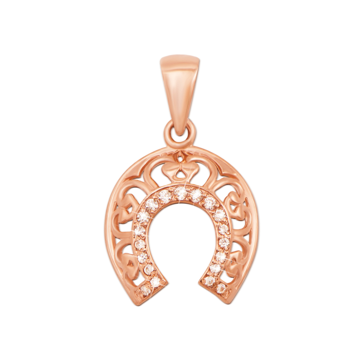 Золота підвіска «Підкова» з фіанітами. Артикул 31196