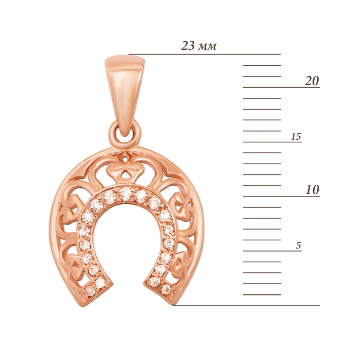 Золота підвіска «Підкова» з фіанітами. Артикул 31196