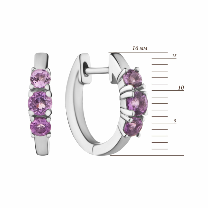 Серебряные серьги с аметистом. Артикул UG5E31577 с ам