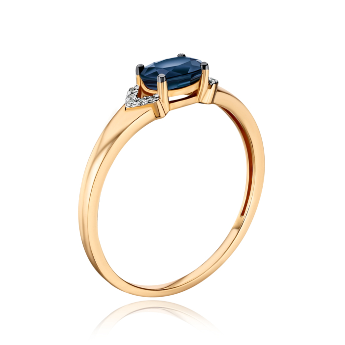Золота каблучка з сапфіром та діамантами. Артикул УЗ31635/01/1/10362