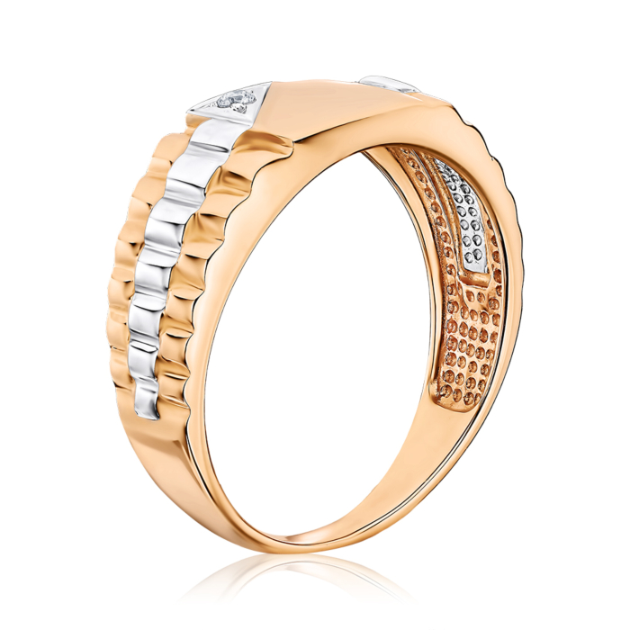 Золота печатка з фіанітом. Артикул 19023