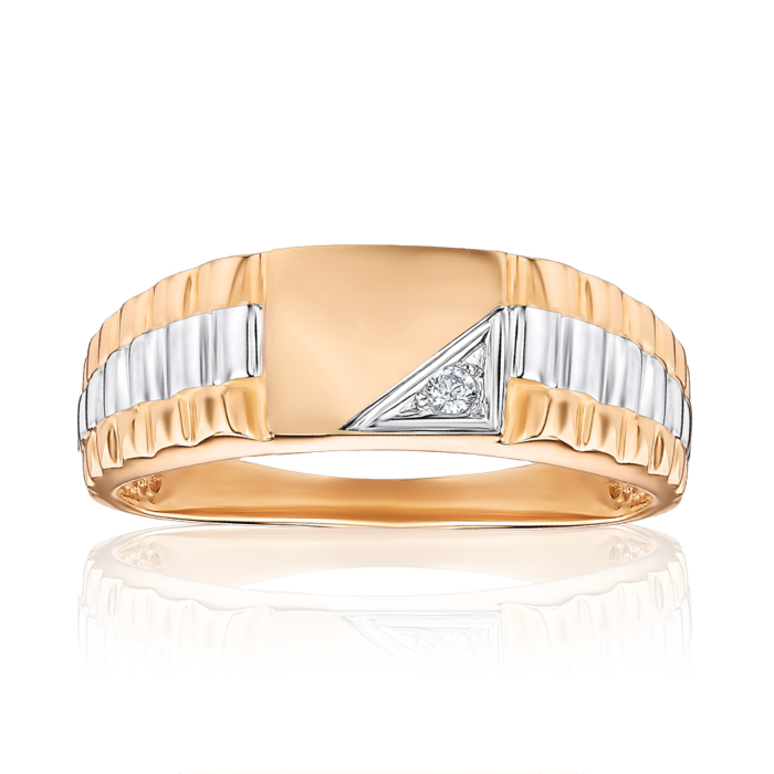 Золота печатка з фіанітом. Артикул 19023