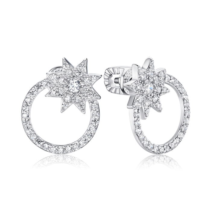 Серебряные серьги-пуссеты с фианитами 41223/12/1/1824