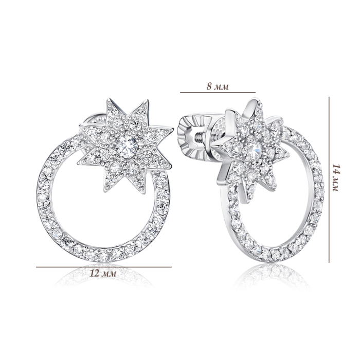 Серебряные серьги-пуссеты с фианитами 41223/12/1/1824