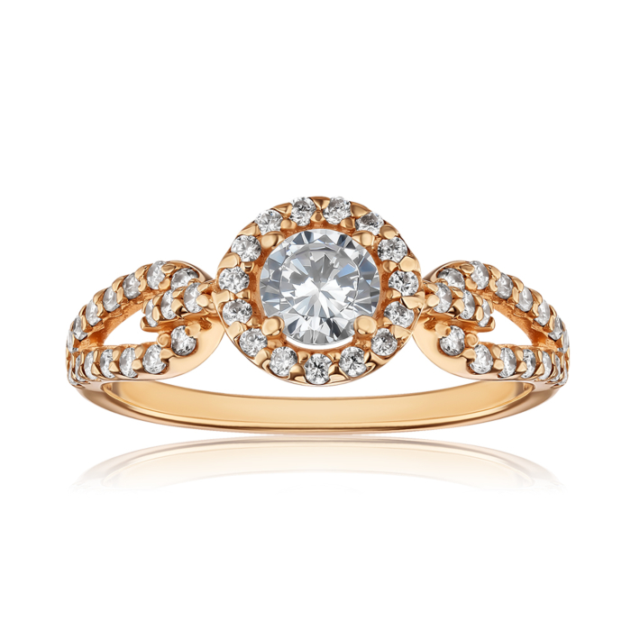 Золотое кольцо с фианитами. Артикул 12323/01/0/16 (12323)