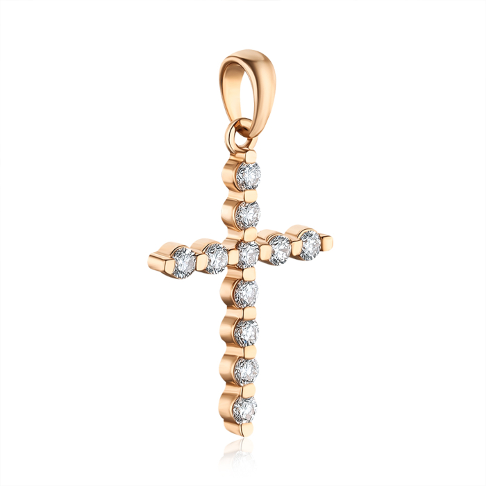 Хрестик з червоного золота з діамантами 51923/01/0/8581