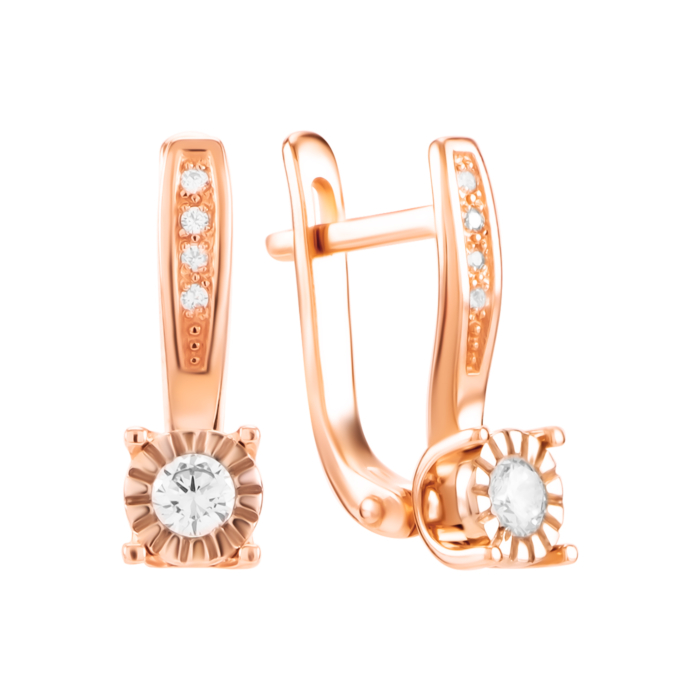 Золоті сережки з фіанітами. Артикул UG5332012