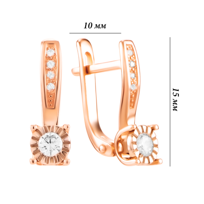 Золоті сережки з фіанітами. Артикул UG5332012