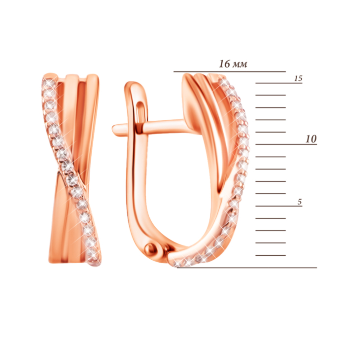 Золоті сережки з фіанітами. Артикул UG5332513