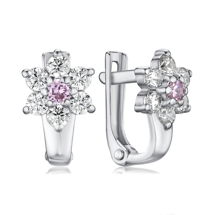 Серебряные серьги с фианитами 40343/12/1/404