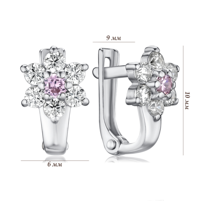 Серебряные серьги с фианитами 40343/12/1/404