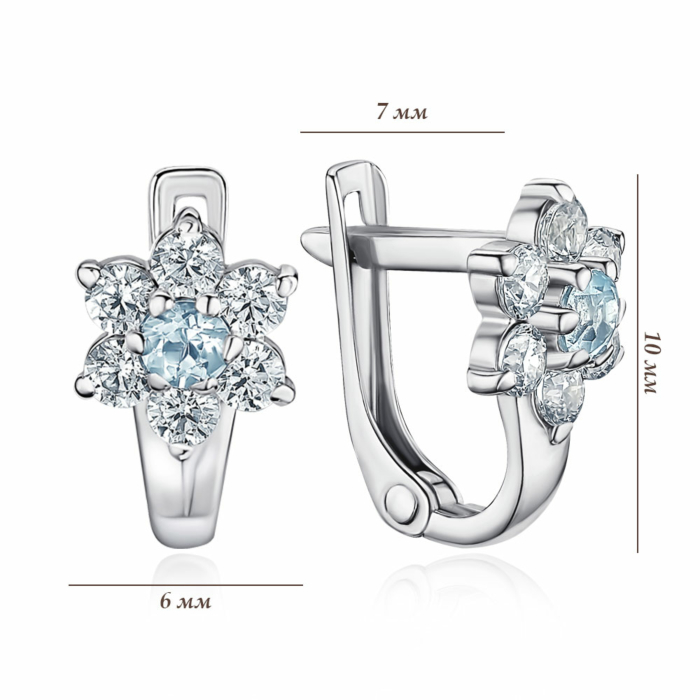 Серебряные серьги с топазом и фианитами. Артикул 40343/12/1/5718