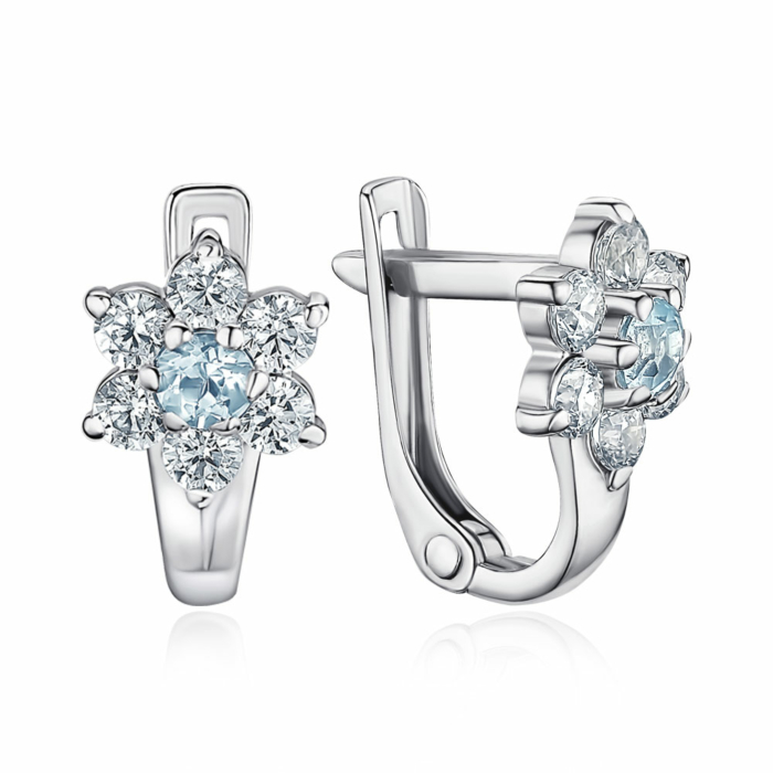 Серебряные серьги с топазом и фианитами. Артикул 40343/12/1/5718