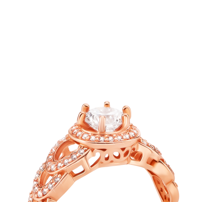 Золота каблучка з фіанітами. Артикул UG5КВ347(1)ви