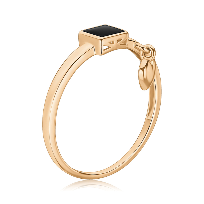 Золотое кольцо с эмалью. Артикул 17153/01/0/389