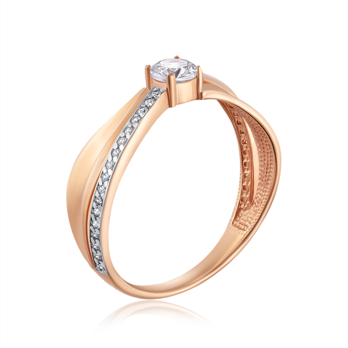 Золота каблучка з фіанітами. Артикул 13553/08/1/1185