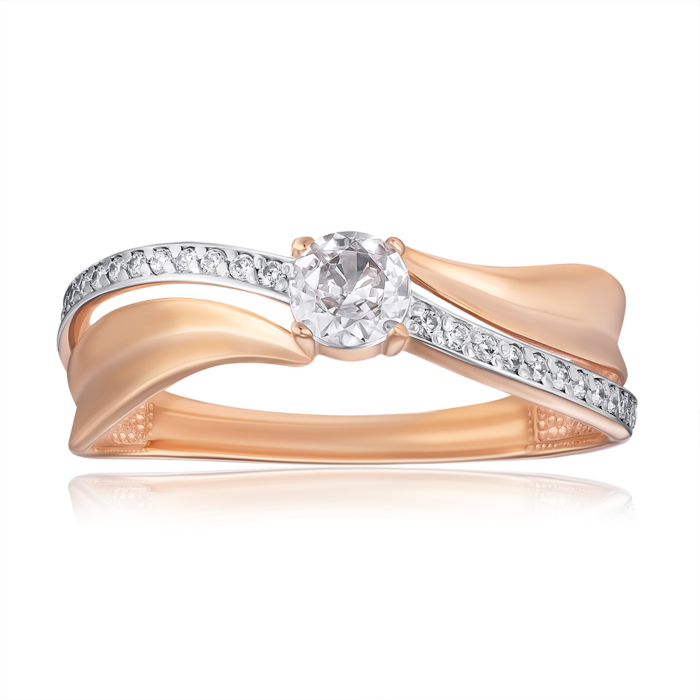 Золота каблучка з фіанітами. Артикул 13553/08/1/1185