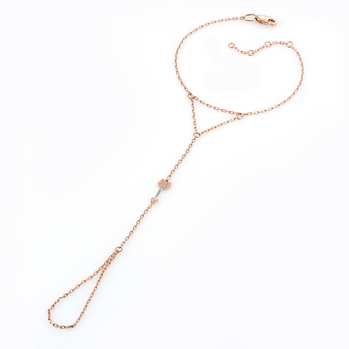 Золотий браслет з каблучкою та фіанітами.Артикул БС356и