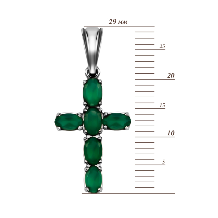 Срібний хрестик з агатом. Артикул UG53574р-GAG