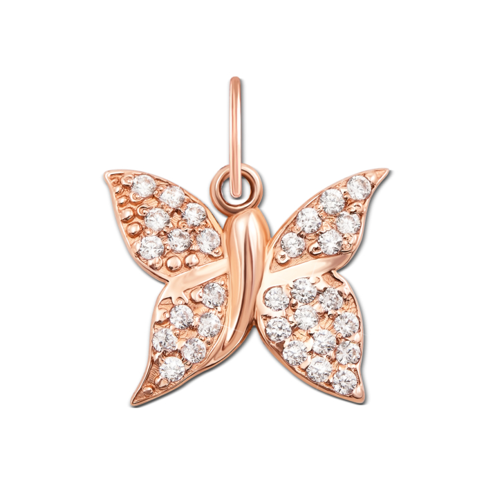 Золота підвіска «Метелик» з фіанітами. Артикул 3588