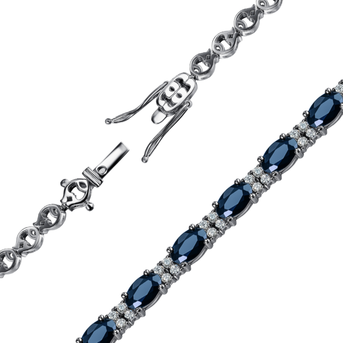 Золотой браслет с бриллиантами и сапфирами. Артикул 560063/02/1/8086