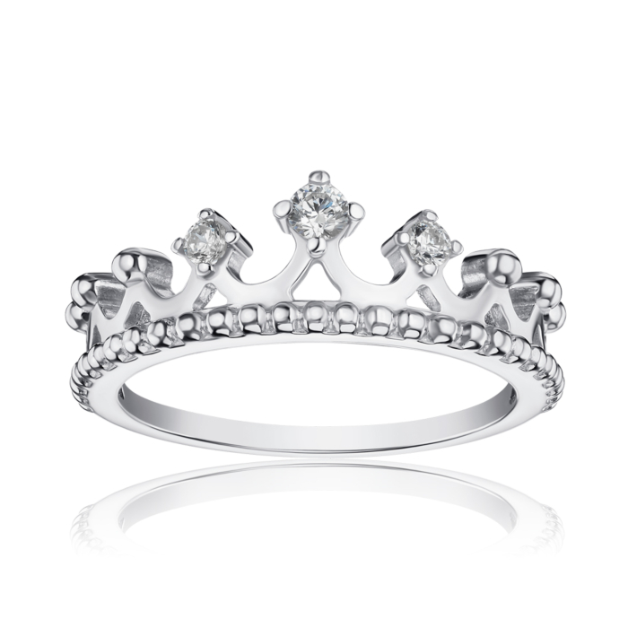 Срібна каблучка Корона з фіанітами 001163/12/1/177