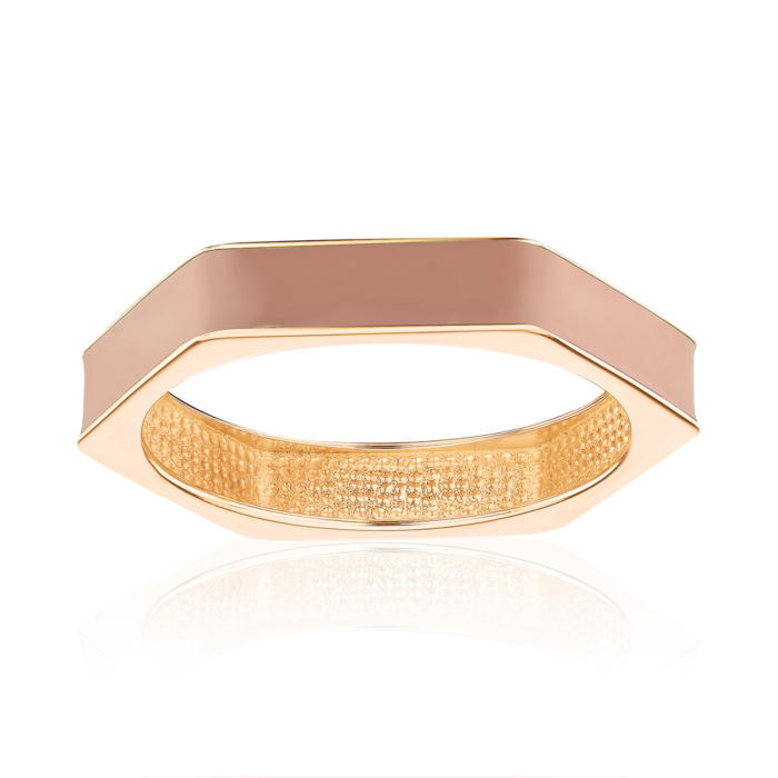 Золотое кольцо с бежевой эмалью 17263/01/0/21539