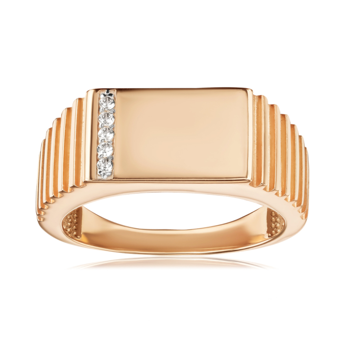 Золотий перстень з фіанітами 19173/01/1/3