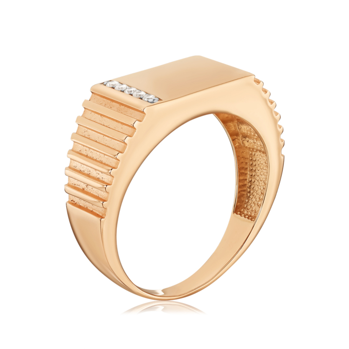 Золотий перстень з фіанітами 19173/01/1/3