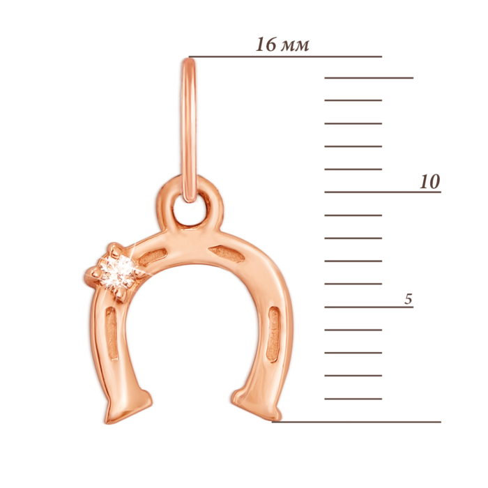 Золота підвіска «Підкова» з фіанітом. Артикул 3817