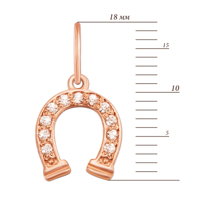 Золота підвіска «Підкова» з фіанітами. Артикул 3853