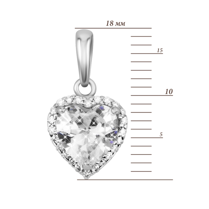 Срібна підвіска Серце з фіанітами. Артикул UG539120