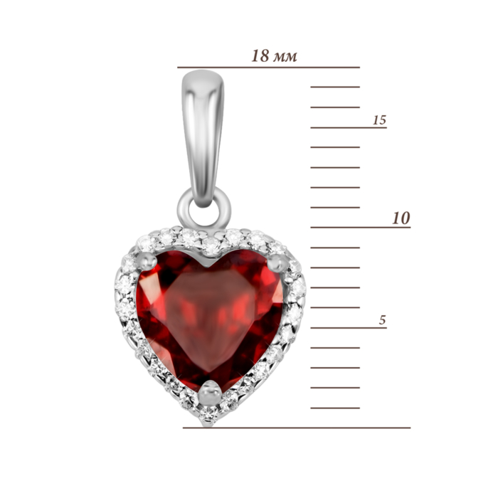 Срібна підвіска Серце з фіанітами. Артикул UG539120kr