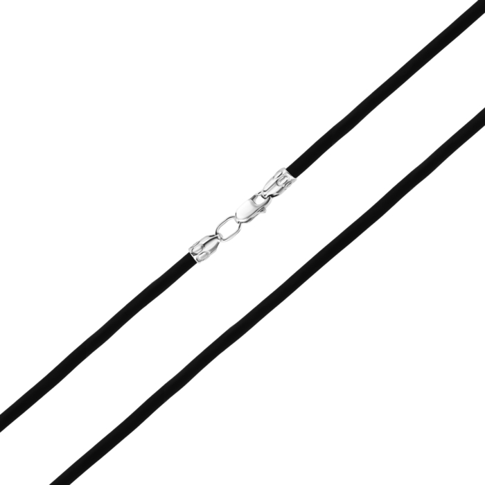 Ювелирный шнурок с серебряным замком. Артикул UG53мм Black Rod ш