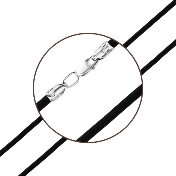 Ювелірний шнурок зі срібним замком. Артикул UG53мм Black Rod ш