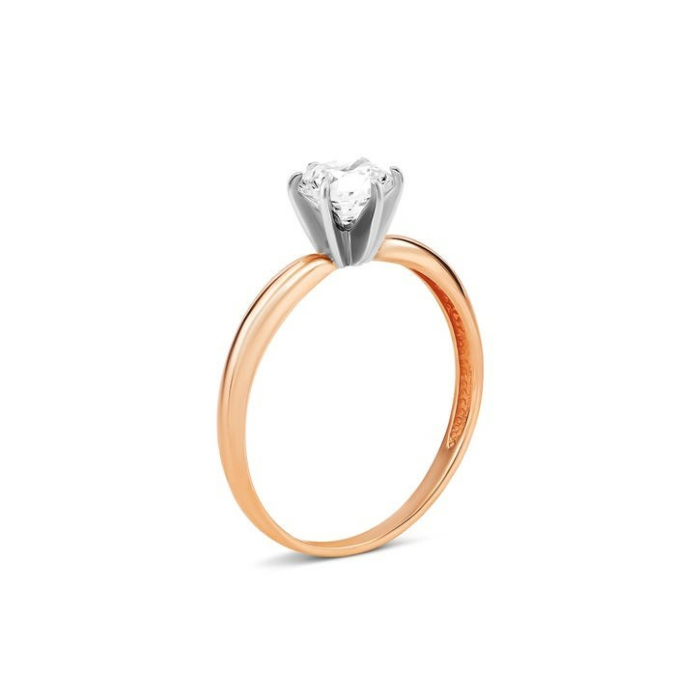 Золотое кольцо с фианитом S. Артикул UG5КД4006 Royal