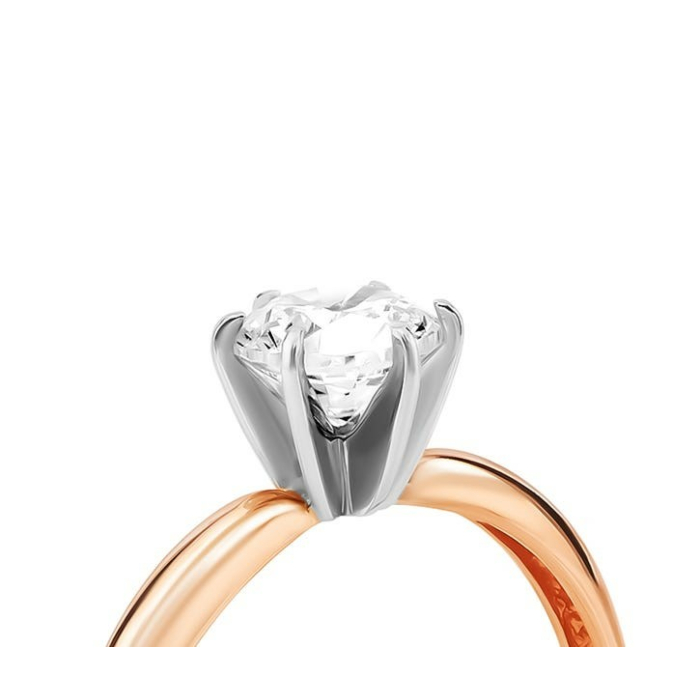 Золотое кольцо с фианитом S. Артикул UG5КД4006 Royal