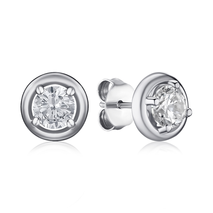 Срібні сережки-пусети з фіанітом 41104/12/1/29