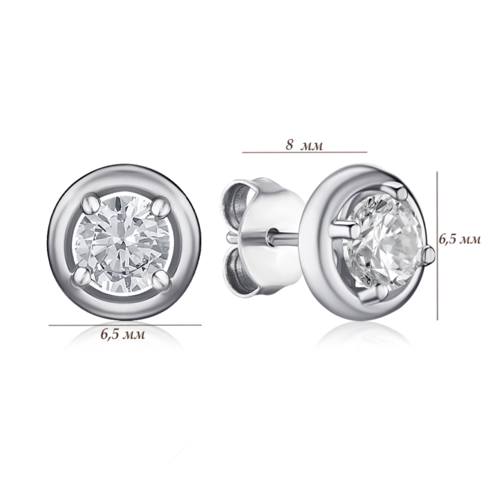 Срібні сережки-пусети з фіанітом 41104/12/1/29