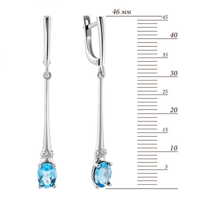 Золоті сережки-підвіски з топазом. Артикул UG5С4012/1топ