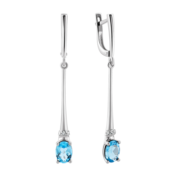 Золоті сережки-підвіски з топазом. Артикул UG5С4012/1топ